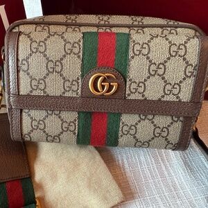 GUCCI, Ophidia Mini Bag, Beige, GG Canvas Leather-Trimmed